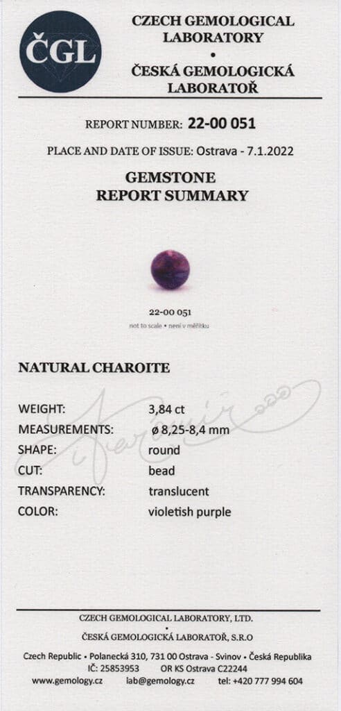Charoit certifikát
